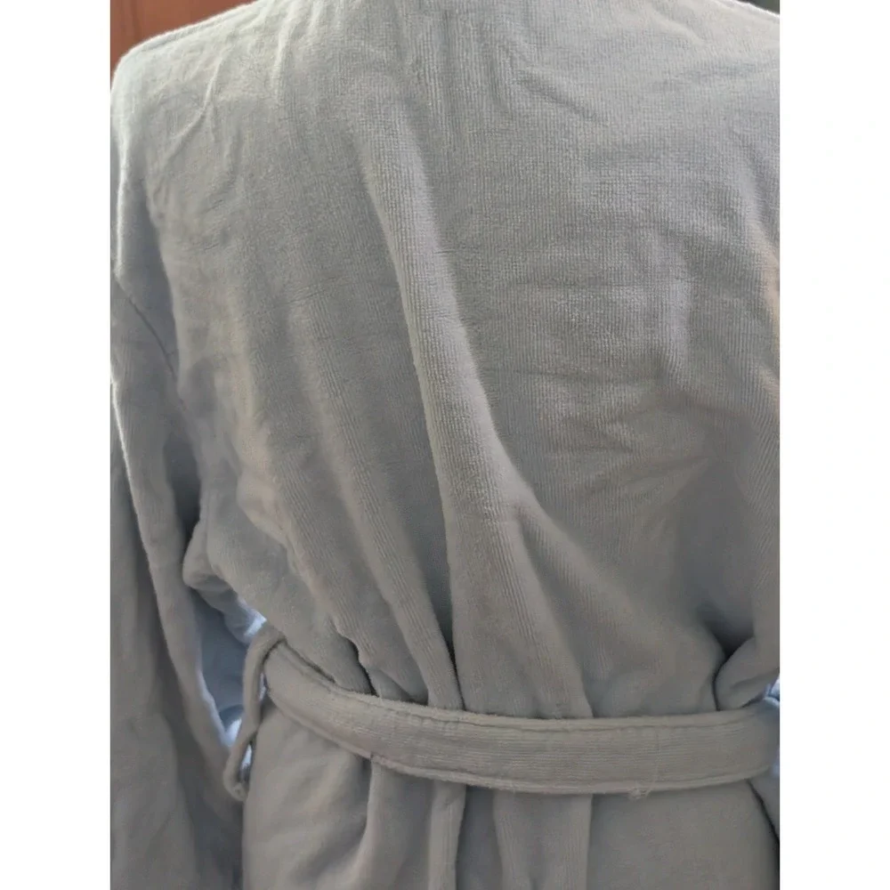 Vintage WAM 100% Turkish Cotton Bathrobe – Light Blue Spa Plush Luxury Robe L